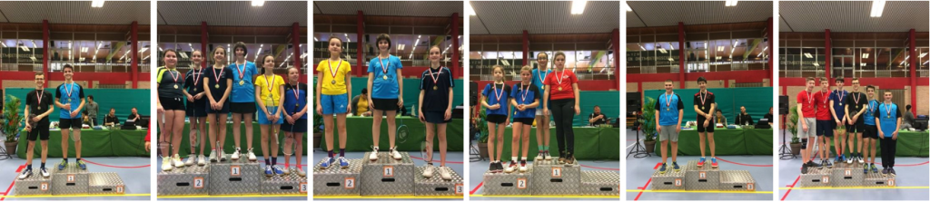 Jeugd jeugdspelers Badminton Badmintonteam Halle VVBBC Cup Merchtem medailles zege winst succes succesvol