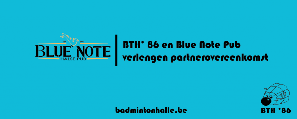 verlenging sponsor Blue Note Halse Pub Badmintonteam Halle '86 badminton De Bres VVBBC Badminton Vlaanderen