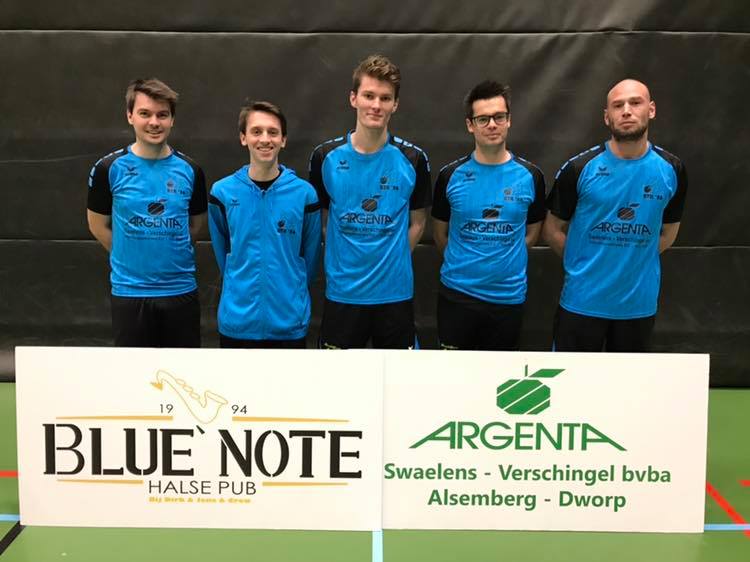 Badmintonteam Halle Liga promotie kampioen Blue Note Argenta Dworp Alsemberg Swaelens Verschingel 