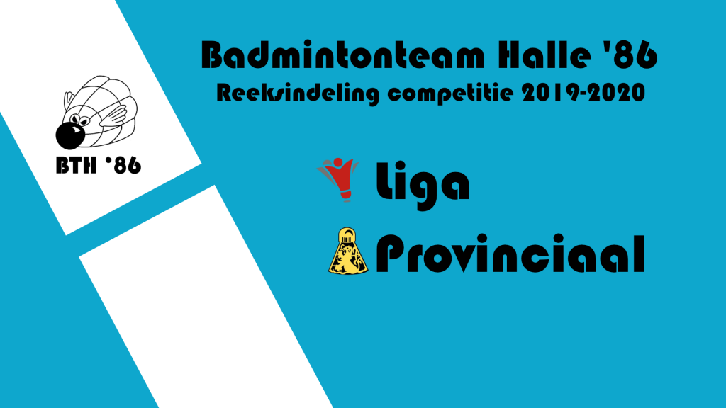 Badmintonteam Halle '86 nationaal nationale VVBBC Vlaanderen Sportcomplex De Bres badminton competitie reeksindeling 2019-2020