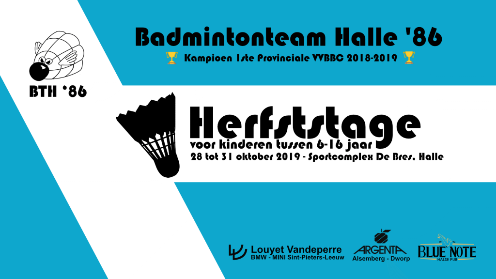 Herfststage herfstkamp kamp voor kinderen badmintonkamp Badmintonteam Halle '86 badminton Sportcomplex De Bres 